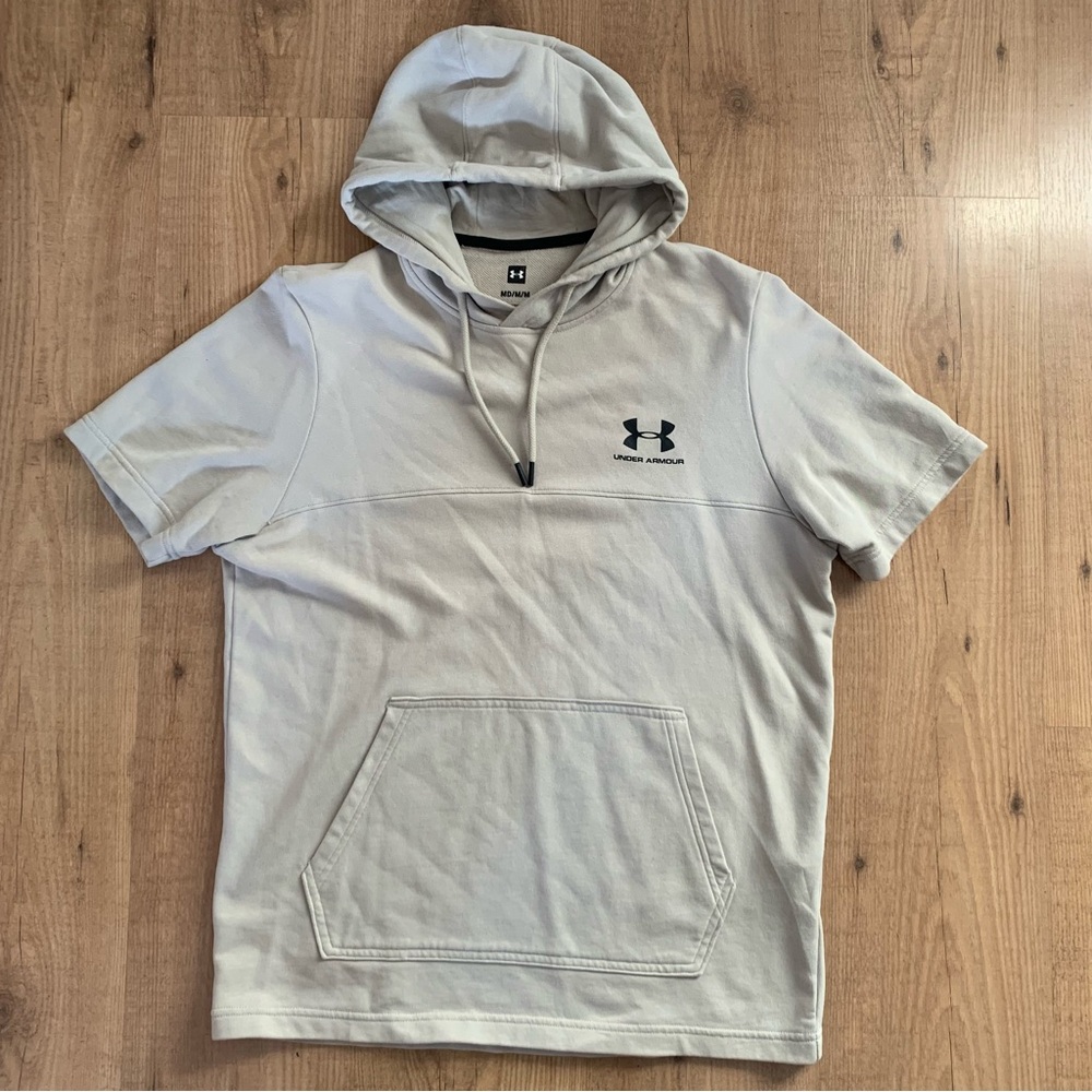 Under Armour Men's Size M Rival Terry Short Sleeve Hoodie Sweatshirt Ivory